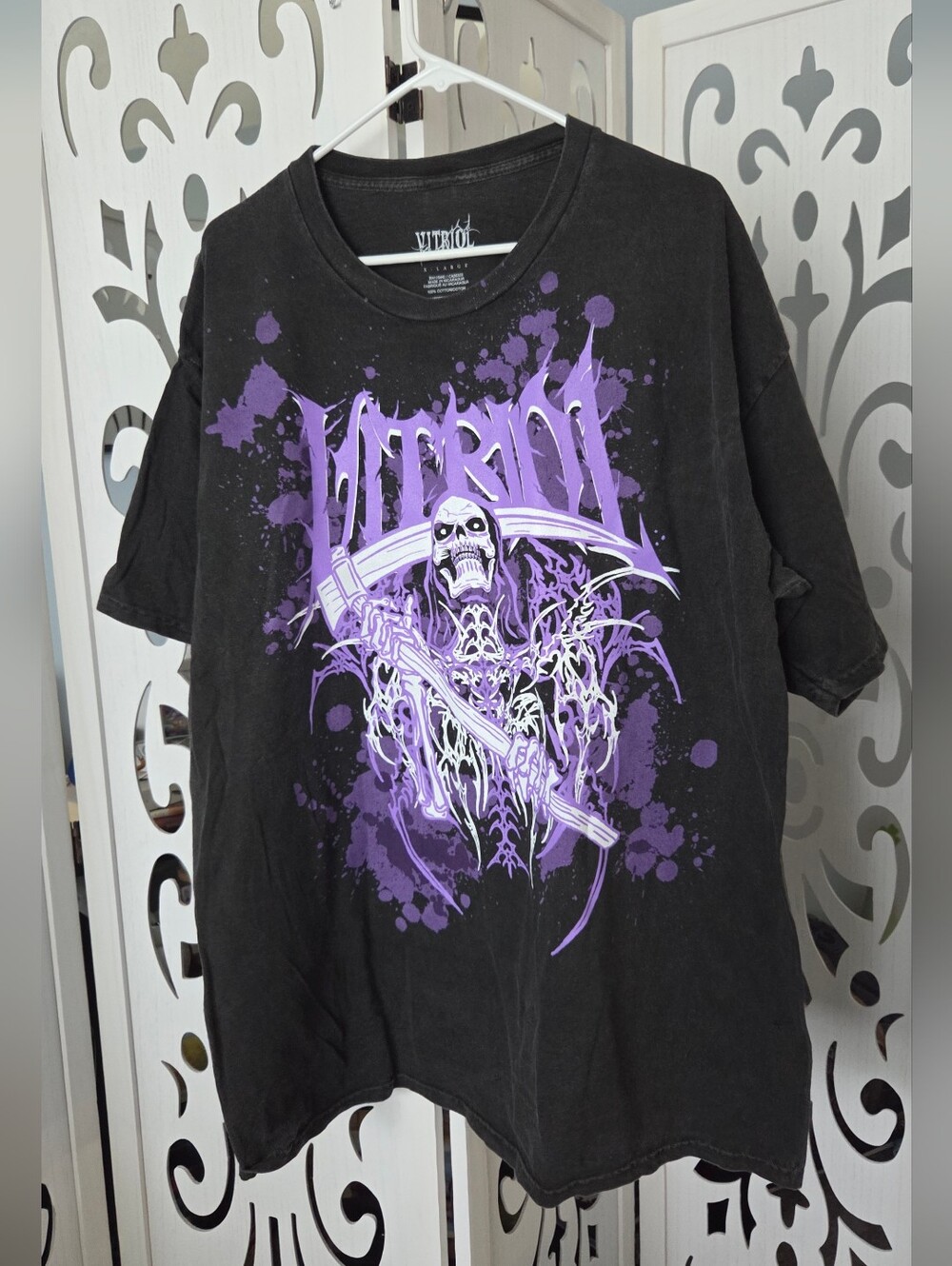 Vitriol Grim Reaper Graphic T-Shirt XL Black Wash Purple Sickle Metal Zumiez